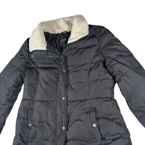 Lauren Ralph Lauren Womens Down Puffer Jacket Faux Fur Size Medium Gorpcore